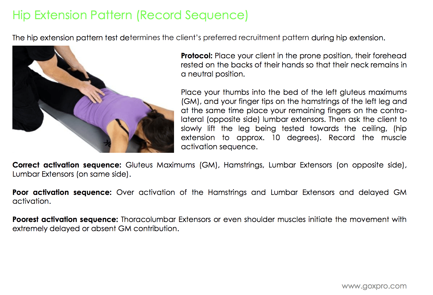 Hip extension test